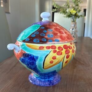 Neiman Marcus Ciao Italya By Bellini made in Italy porcelain Biscotti Jar Tureen